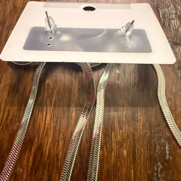 Elegant Silver Bow Drop Earrings – Stainless Steel - Picture 3 of 4